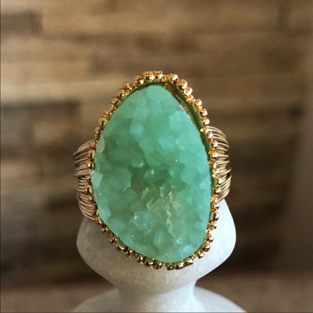❤️GORGEOUS Turquoise Druzy Adjustable Wire Ring